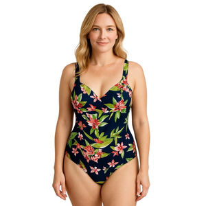Alisha Levine Blue Tropical Floral One Piece Swimsuit 14